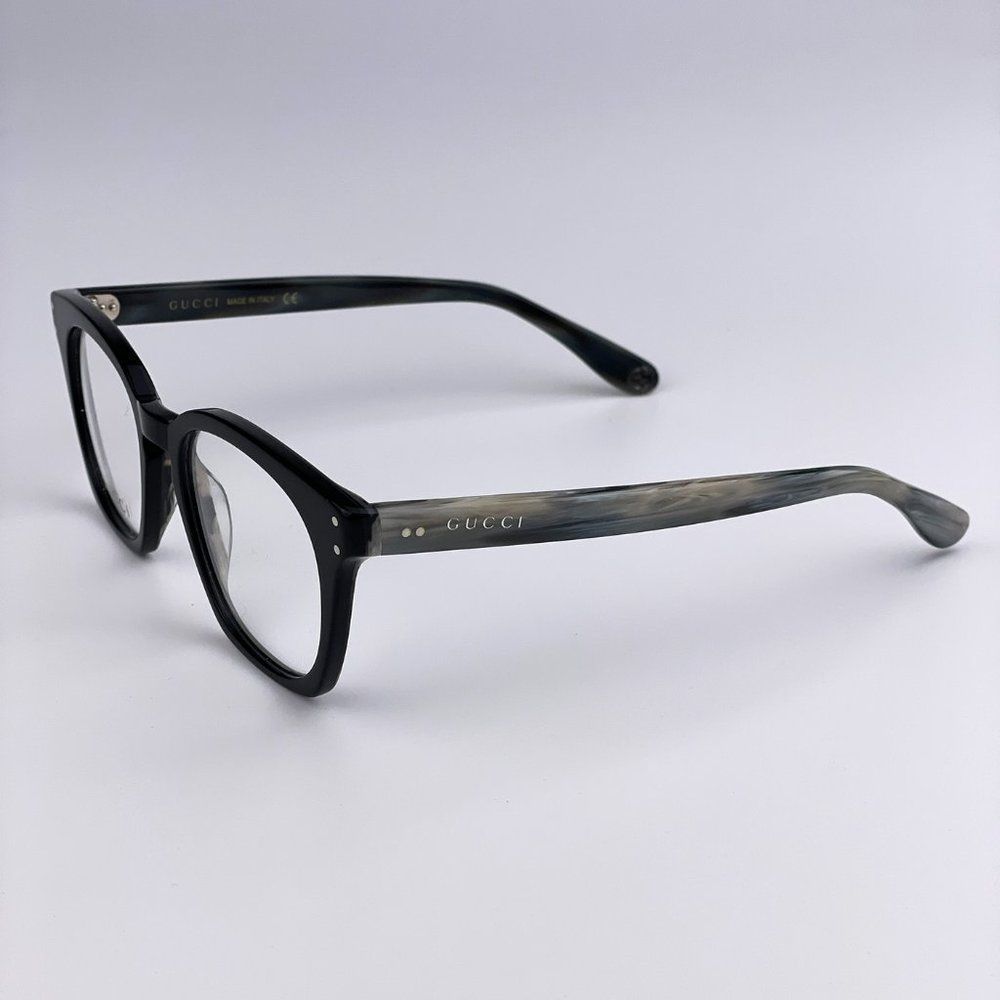 🔥 GUCCI Logo GG0572O 009 Eyeglasses Black Gray Square Unisex - Picture 4 of 11